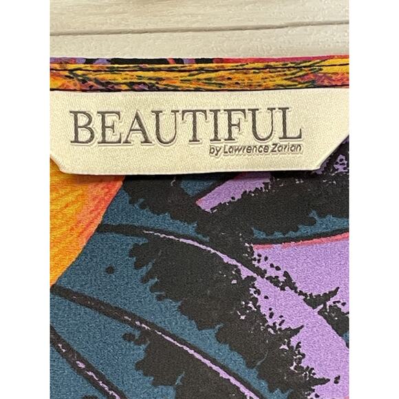 Beautiful by Lawrence Zarian Shirt Womens Medium Black Floral Print Top Blouse - Picture 6 of 10